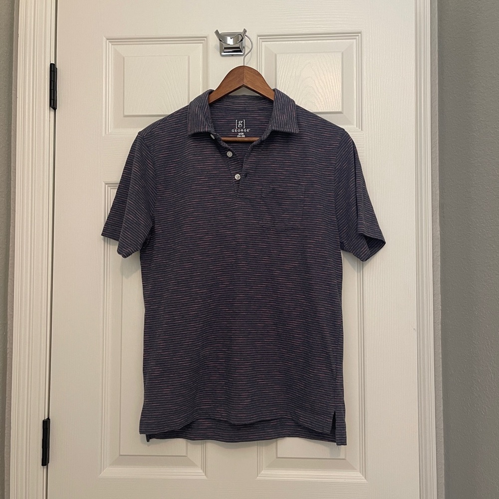 George Navy and Red Striped Polo Shirt